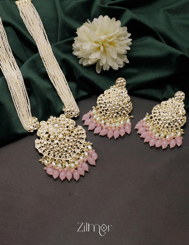 Kundan Pendant Pearl Necklace Earring Set (color option) - FS100139 2-Zilmor