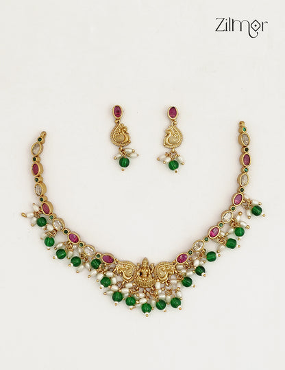 Premium Antique Lakshmi Choker Necklace & Earring Set - ZX1012394