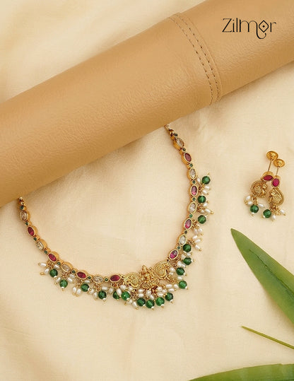 Premium Antique Lakshmi Choker Necklace & Earring Set - ZX1012394