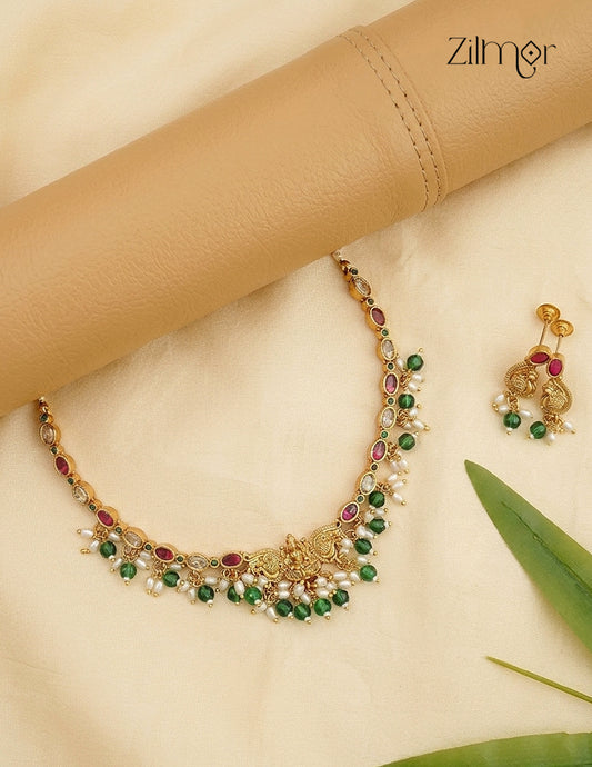 Premium Antique Lakshmi Choker Necklace & Earring Set - ZX1012394