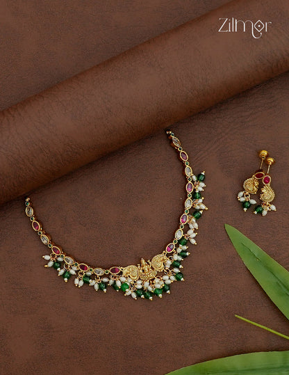 Premium Antique Lakshmi Choker Necklace & Earring Set - ZX1012394
