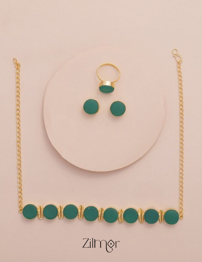 Liba - Multi Colour Natural Stone Necklace Earrings Set (color option) 5-Zilmor