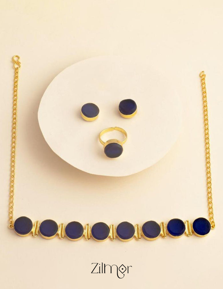 Liba - Multi Colour Natural Stone Necklace Earrings Set (color option) 6-Zilmor