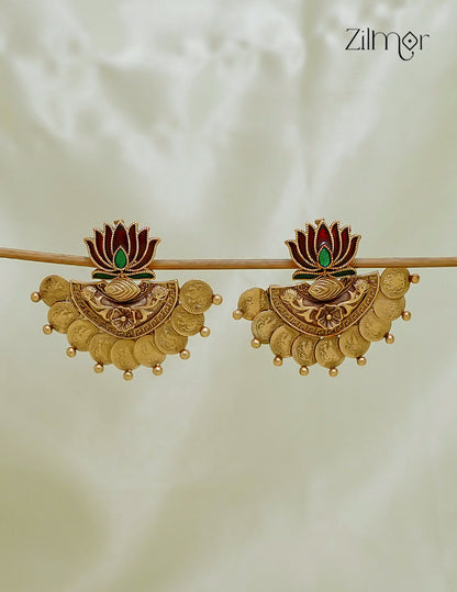 Lotus Kaashu Lakshmi Antique Coin Earrings - NV1012779