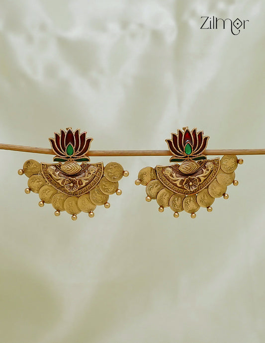 Lotus Kaashu Lakshmi Antique Coin Earrings - NV1012779