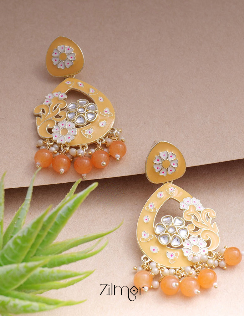 Marva - Kundan Meenakari Chandbali Earrings 3-Zilmor