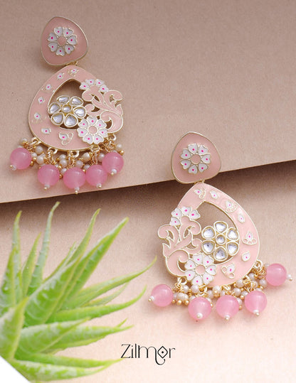 Marva - Kundan Meenakari Chandbali Earrings 4-Zilmor