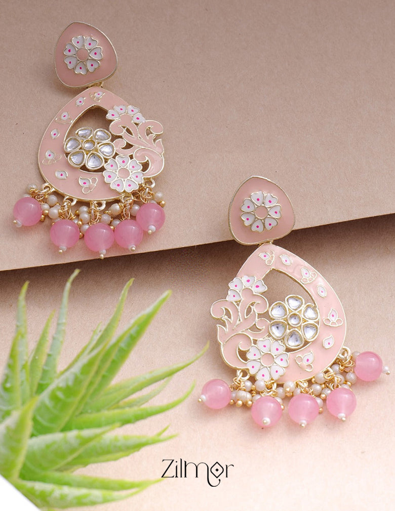 Marva - Kundan Meenakari Chandbali Earrings 4-Zilmor