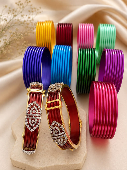Multicolour with AD Interchangable Bangle Set - KA1012714