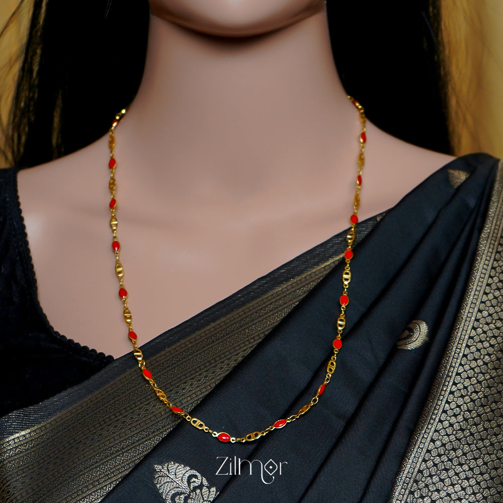 ZN1011527 - Red Coral Stone  Simple Necklace