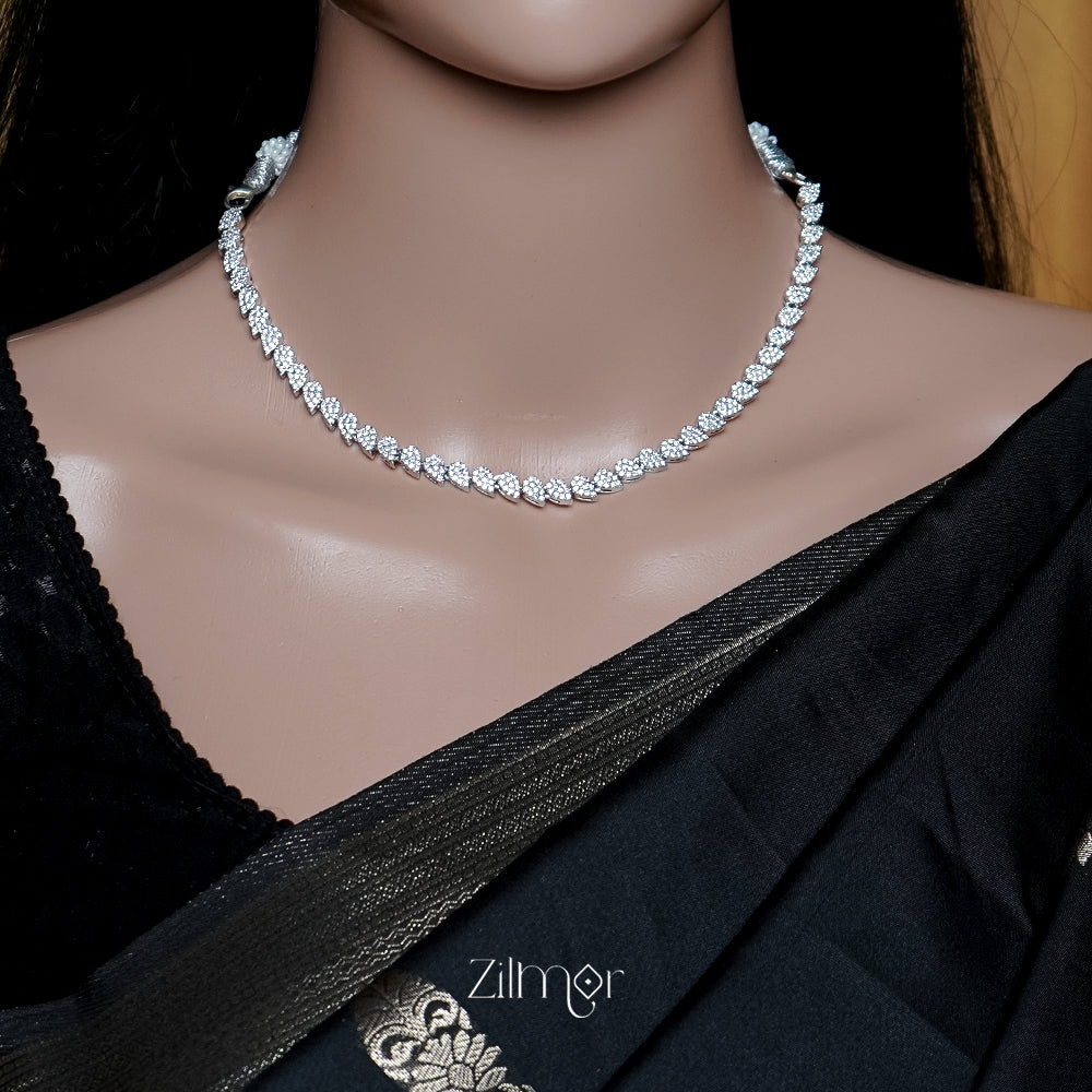 SN1011449 - AD Stone Choker Necklace Earrings Set