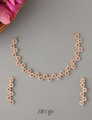 NV100896- AD Choker/Necklace with matching Earrings 1-Zilmor