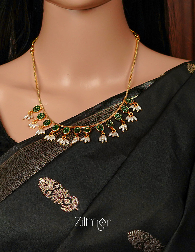 NV1011262 -  Kemp Stone Rice Pearl Hanging Necklace Earrings Set 4-Zilmor
