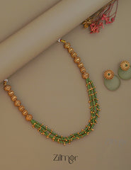 NV1011383 -  Triple Layer Green Color  Necklace Earrings Set 2-Zilmor