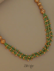 NV1011383 -  Triple Layer Green Color  Necklace Earrings Set 3-Zilmor