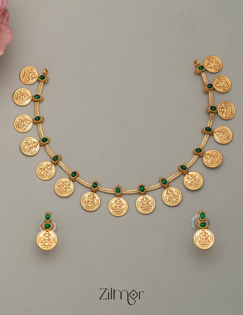 Coin Antique Jewelry Necklace Earring Antique Gold Lakshmi