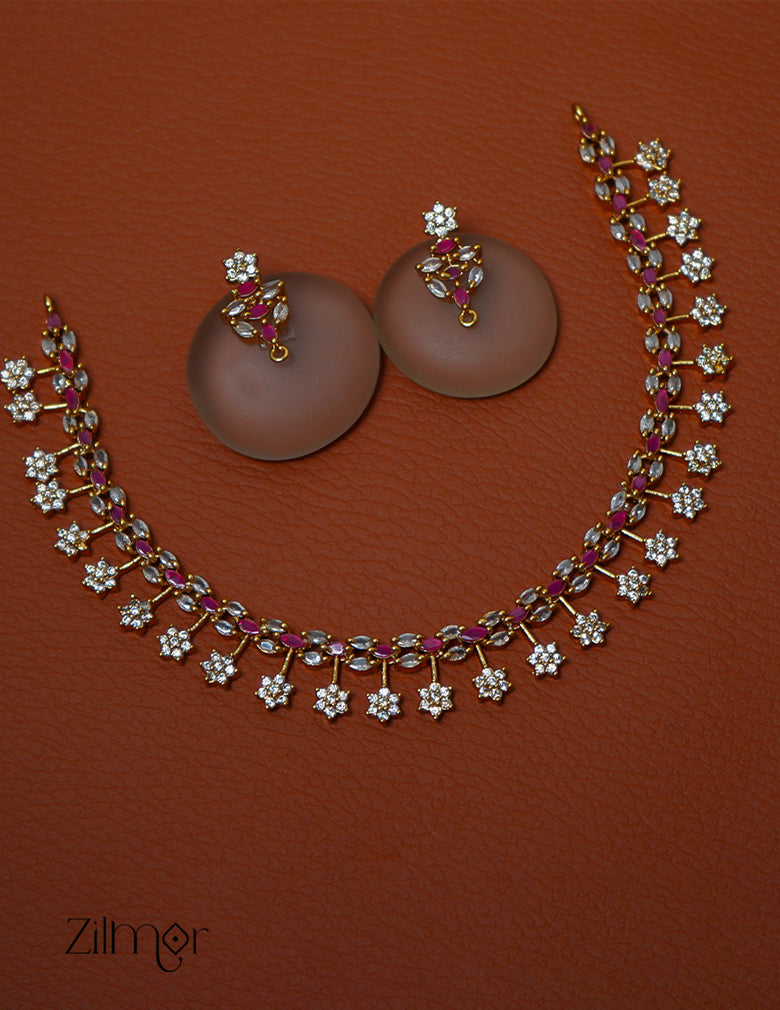 NV101285 - Premium Antique AD Stone Choker with Earrings 1-Zilmor