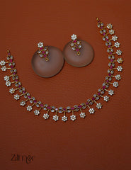 NV101285 - Premium Antique AD Stone Choker with Earrings 1-Zilmor