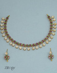 NV101285 - Premium Antique AD Stone Choker with Earrings 4-Zilmor