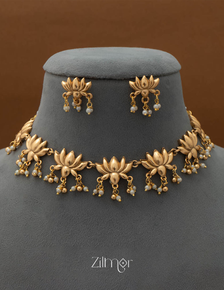 NV101693 - Lotus  Necklace Earrings set 3-Zilmor
