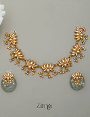 NV101693 - Lotus  Necklace Earrings set 1-Zilmor