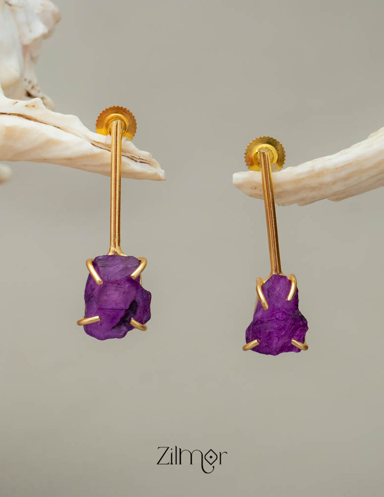 Natural Raw Stone Earrings (color option)  - AS100418 2-Zilmor