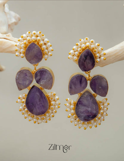 Natural Raw Stone Earrings (color option) KE100391 4-Zilmor