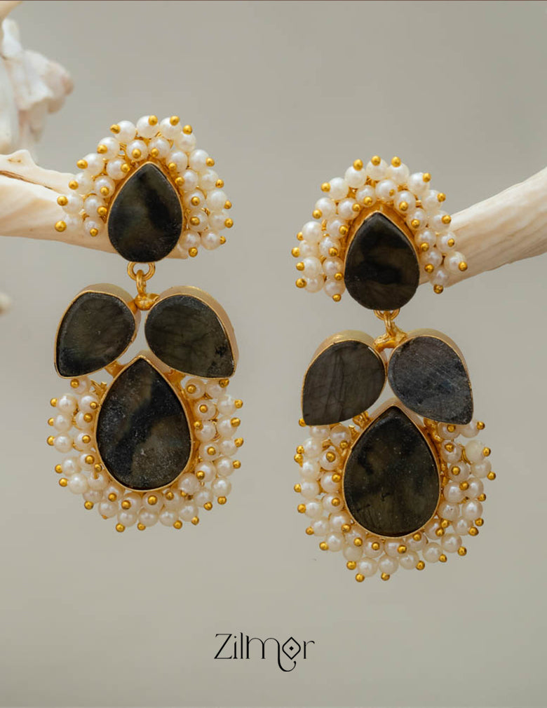 Natural Raw Stone Earrings (color option) KE100391 2-Zilmor