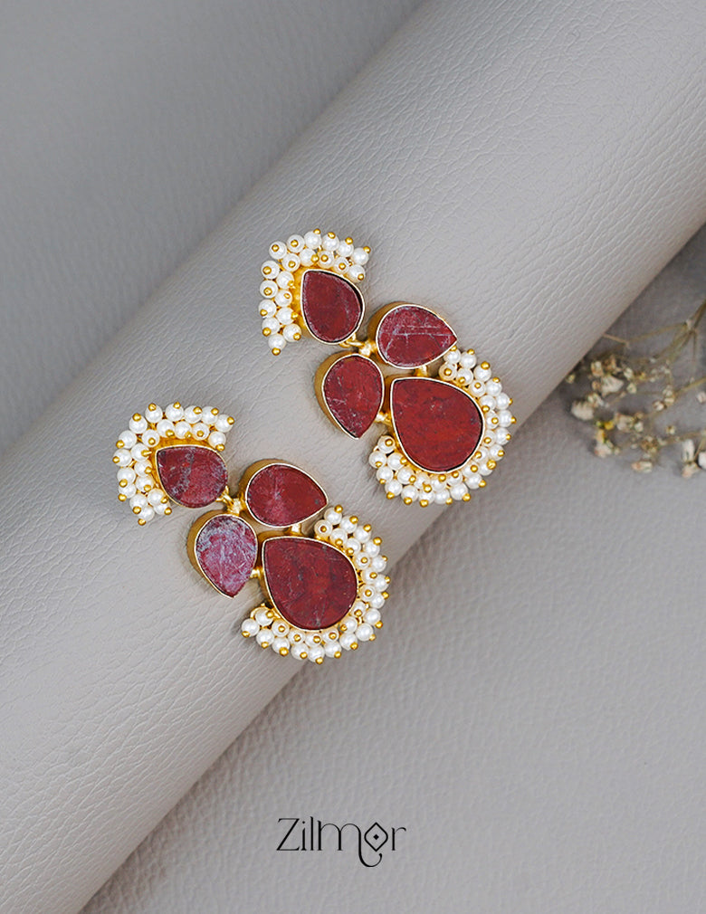 Natural Raw Stone Earrings (color option) KE100391 7-Zilmor