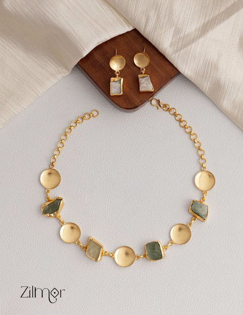 Natural Stone Necklace Earrings Set (color option) -  KE100599 5-Zilmor