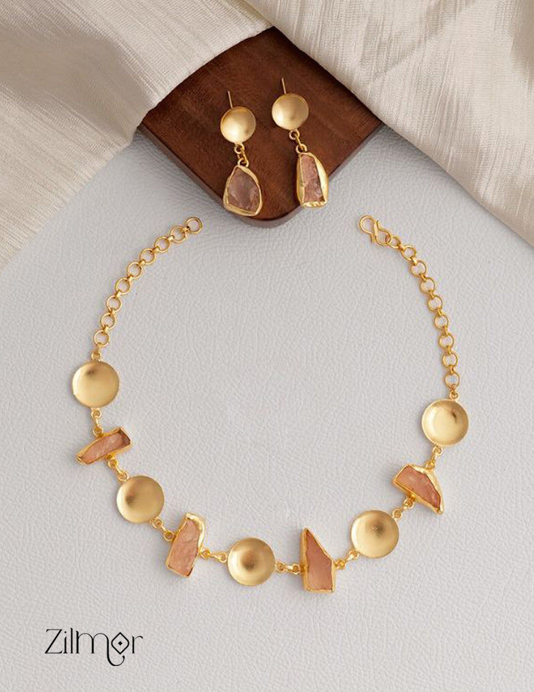 Natural Stone Necklace Earrings Set (color option) -  KE100599 7-Zilmor