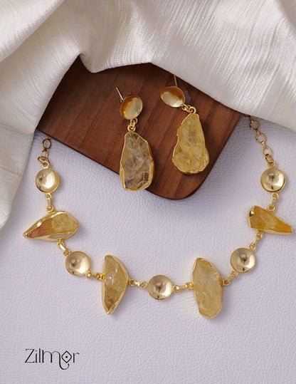 Natural Stone Necklace Earrings Set (color option) -  KE100599 9-Zilmor