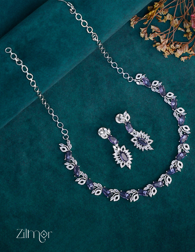 OT1011192 - AD Stone Necklace Earrings Set 3-Zilmor