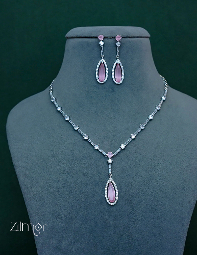 OT1011205 - AD Stone Necklace Earrings Set 3-Zilmor