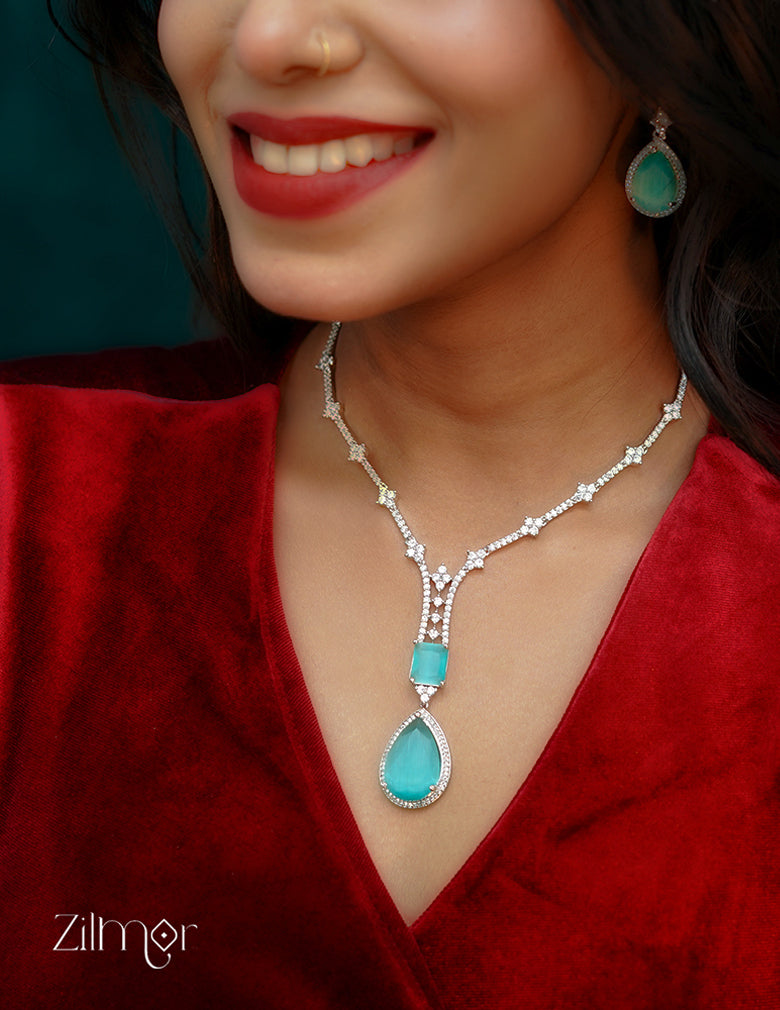 OT1011212 - AD Stone Necklace Earrings Set 1-Zilmor