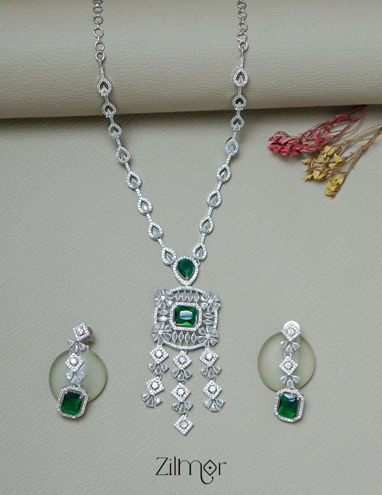 OT1011214 - AD Stone Wedding Necklace Earrings Set 1-Zilmor
