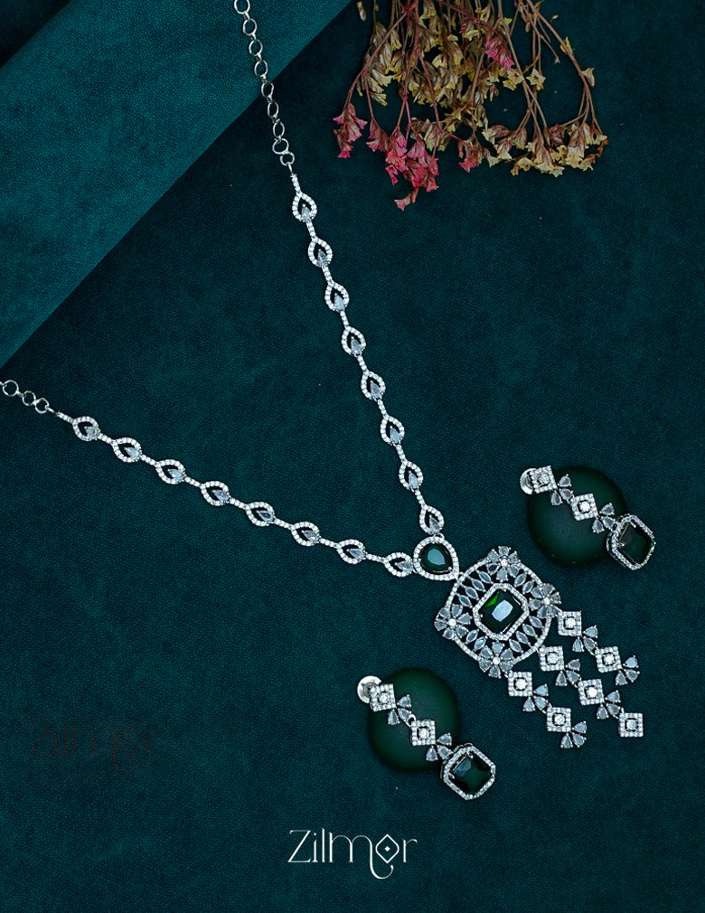 OT1011214 - AD Stone Wedding Necklace Earrings Set 2-Zilmor