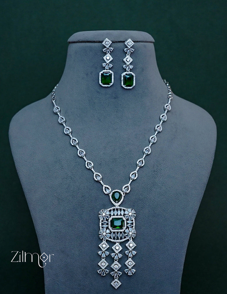 OT1011214 - AD Stone Wedding Necklace Earrings Set 3-Zilmor