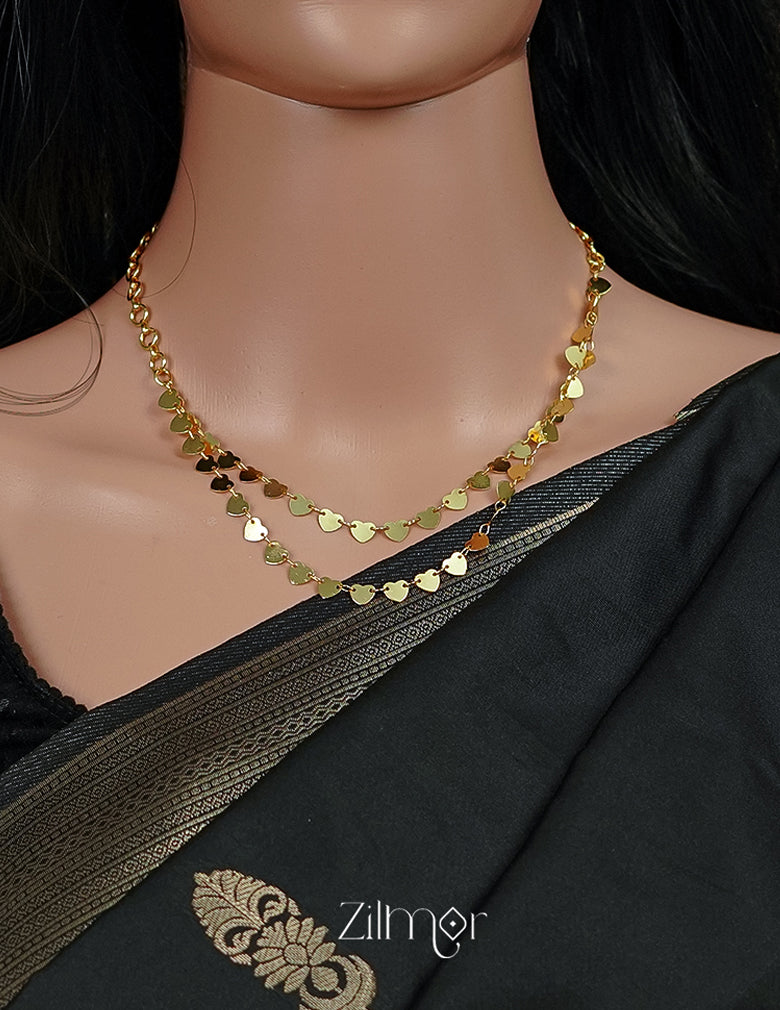 PE1011356 - Gold toned Layered Heart Necklace 3-Zilmor
