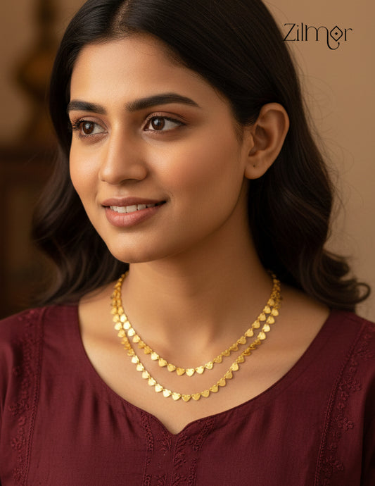 PE1011356 - Gold toned Layered Heart Necklace