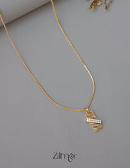 PE1011599-  Gold Tone AD Stone  Simple Necklace