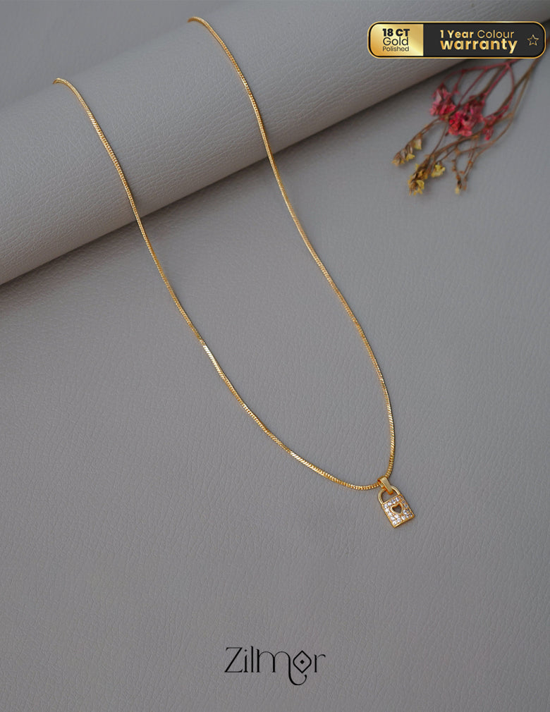 PE1011600-  Gold Tone AD Stone  Simple Necklace 2-Zilmor