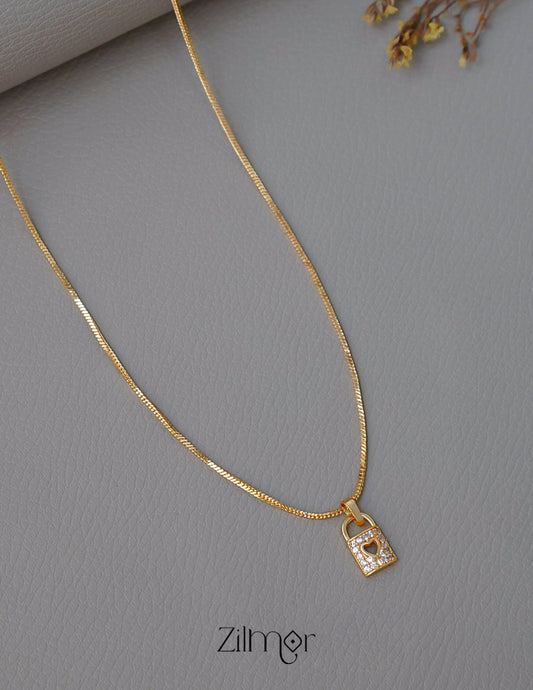 PE1011600-  Gold Tone AD Stone  Simple Necklace 1-Zilmor