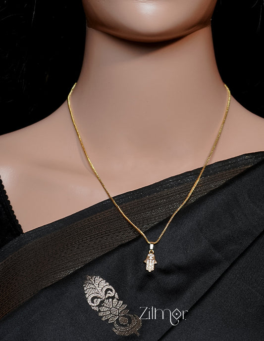 PE1011603 -  Gold Tone AD Stone  Simple Necklace 3-Zilmor