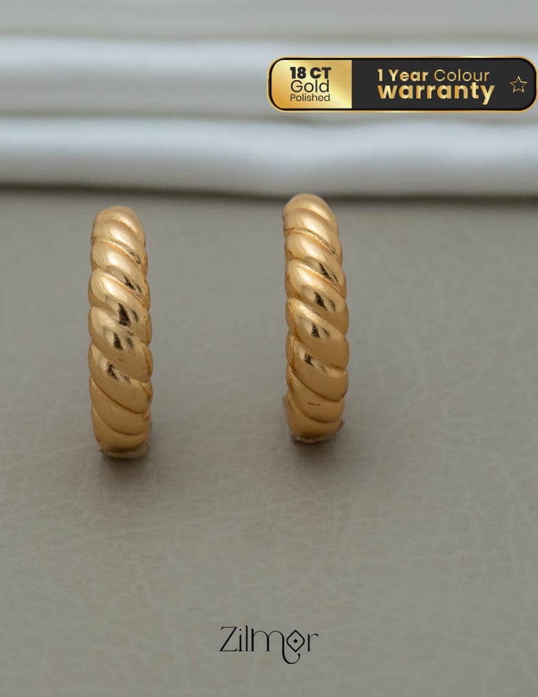 PE101830 -Gold tone Geometrical Hoop Earrings 1-Zilmor