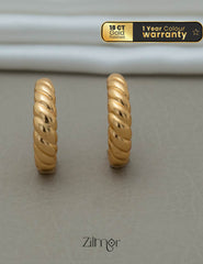 PE101830 -Gold tone Geometrical Hoop Earrings 1-Zilmor