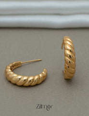 PE101830 -Gold tone Geometrical Hoop Earrings 2-Zilmor