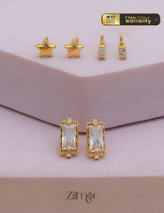 PE101846  - Gold tone AD Stone Combo stud Earrings 1-Zilmor