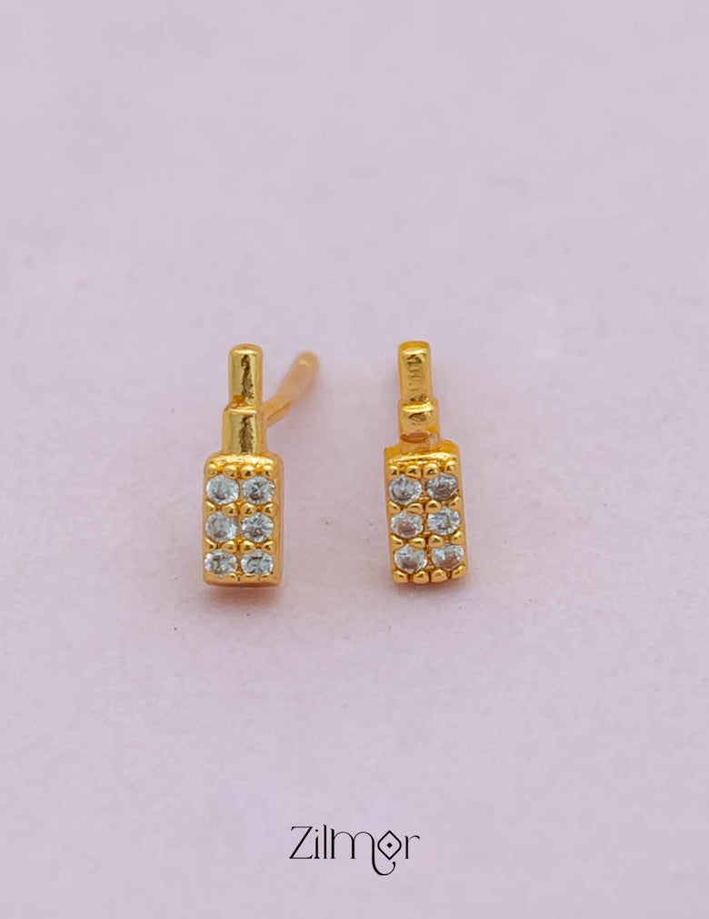 PE101846  - Gold tone AD Stone Combo stud Earrings 3-Zilmor