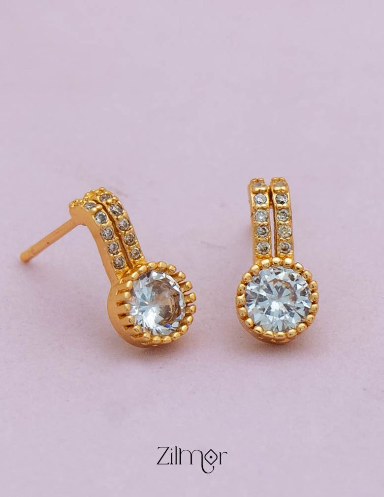 PE101847  - Gold tone AD Stone Combo stud Earrings 2-Zilmor